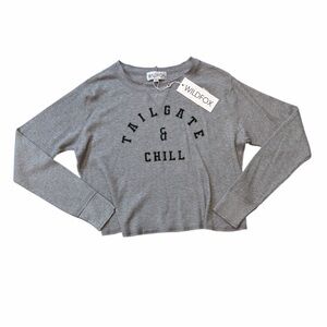 Wildfox NWT Gray 'Tailgate & Chill' Long Sleeve Tee